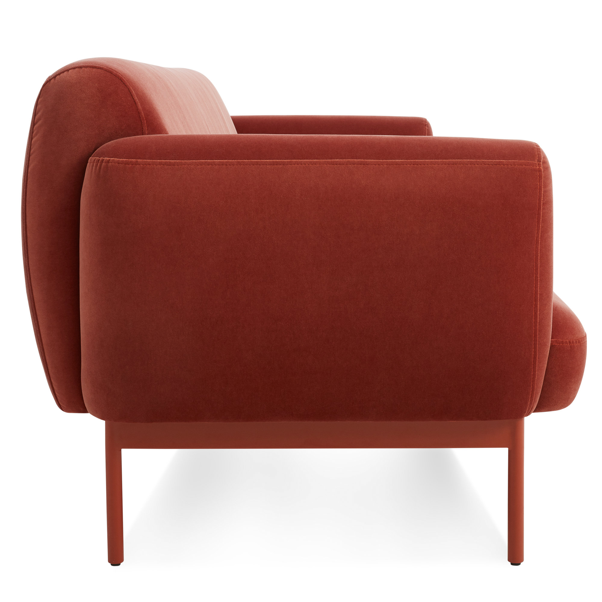 Puff Puff Upholstered Sofa, 31" H x 67" W x 35" D, Tomato Velvet
