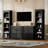 3-Piece Mid-Century Storage Cabinet Set With Bookshelf And Adjustable Shelves-1964570968