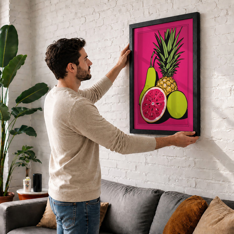 Tropical Fruit Still Life Modern - Framed Print, A1 - 84.1 x 59.4 cm, Oak