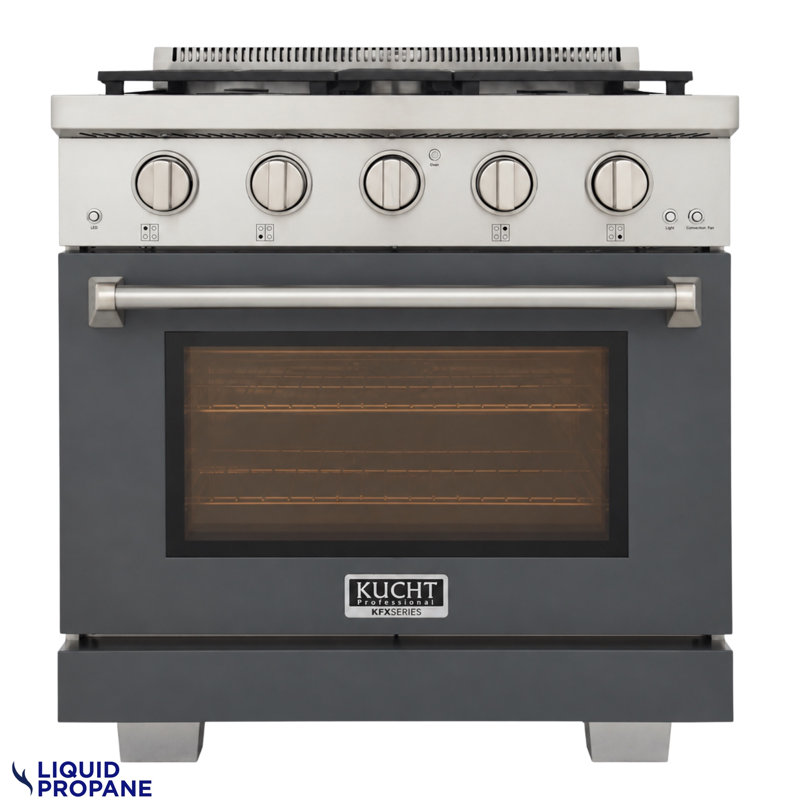 30 in. 4.2 cu. ft. Natural Gas Range and Convection Oven in Light Blue with True Simmer Burners, Liquid Propane, Cement Gray