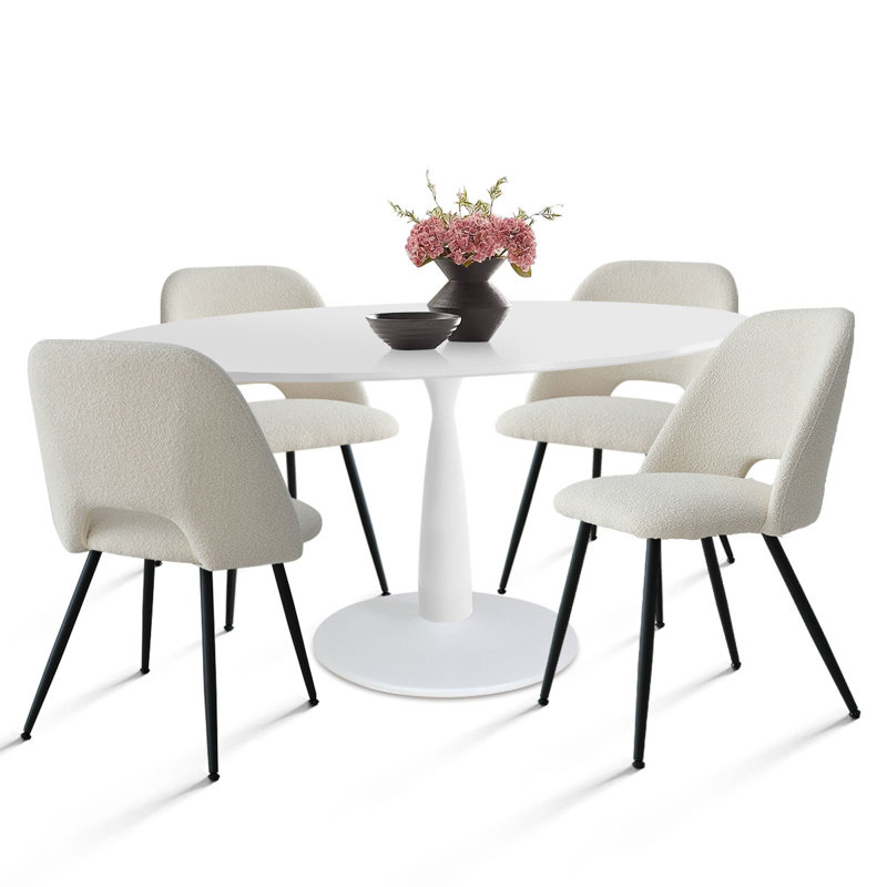 Chaena 5-Piece Oval Dining Table Sets, Beige