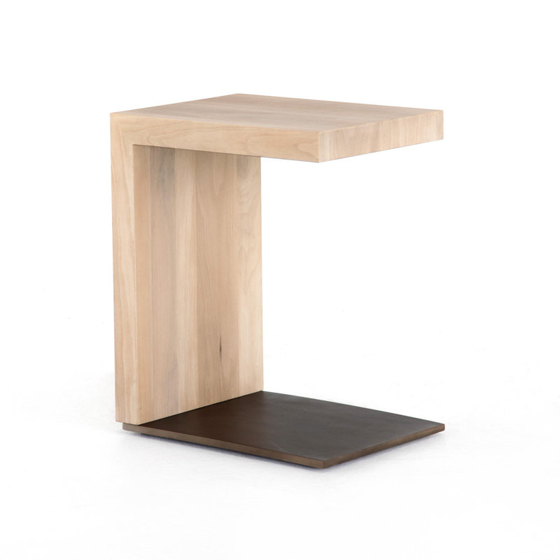 Hudson Solid Wood End Table, Ashen Walnut Gunmetal