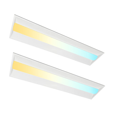 1X4 Ft Led Parkville Light, Centre Basket Panel Light, Selectable Watt And Cct, 0-10V Dimming, 2 Pack