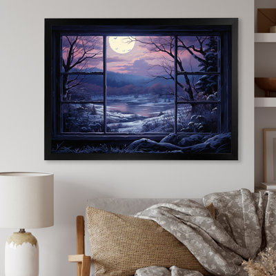 «Purple River Winter Windows III - Winter Landscape», art mural