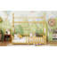 Lit double pleine grandeur à plancher bas avec lumière, clôture et toit pour enfants, naturel-839809091-839809102