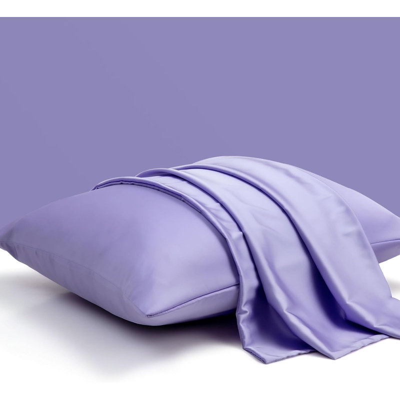 Taies d'oreiller luxueuses en soie avec fermeture à glissière cachée Luxe (ensemble de 2), Lavande