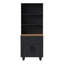 Armoire de rangement Farmhouse avec 4 pieds en bois massif en forme de gourde, armoire de cuisine moderne avec tablettes réglables, bibliothèque à 5 niveaux avec tiroir pour le salon, noir-2106142717