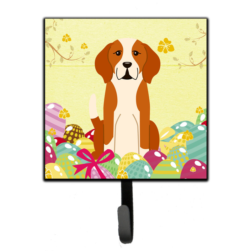Organisateur de clés murales saint bernard avec crochets de pâques Mcelyea, Jaune / brun foncé / vert, Foxhound anglais