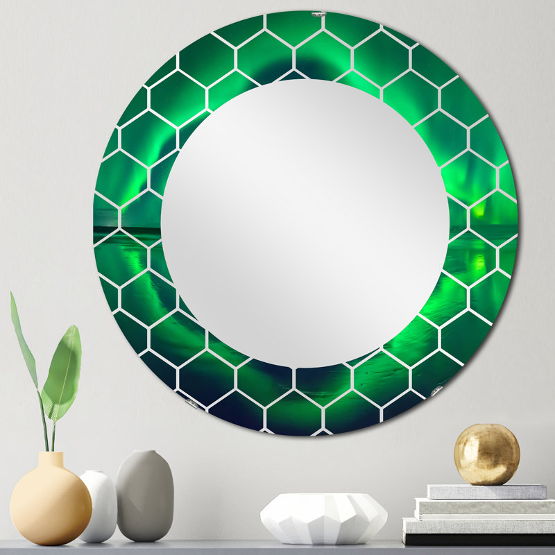 Green Aurora Northern Light - Miroir mural nautique et côtier, 24 po x 24 po