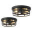 Plafonnier encastré 2 lumières Farmhouse, ensemble de 2 luminaires cage en métal noir pour le salon, le vestibule-617983300-617983301