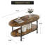 Table basse ovale en bois et métal - Table centrale à 2 niveaux avec rangement ouvert pour le salon