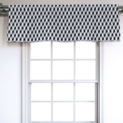 Sateen Geometric Ruffled Window Valance