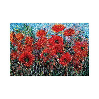 Wild Grass And Poppies Pollock Inspiration - Wrapped Canvas Painting