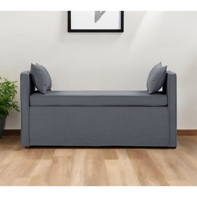 Ramvir 53" Paisley Linen Upholstered Bench
