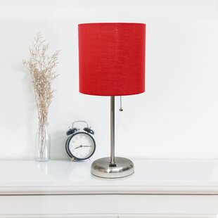Buy Homenique Red Shade Table Lamps with Metal Base for Bedroom
