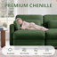 Canapé d'angle à compression, canapé modulaire en chenille verte avec pouf, salon moderne