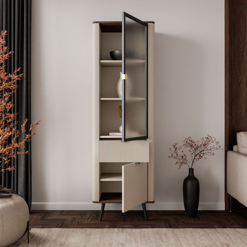 Display Cabinet, cashmere / walnut