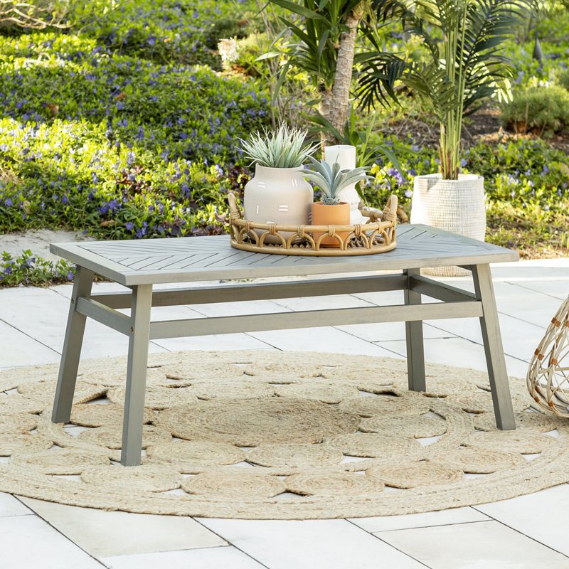 Harbison Rectangular Acacia Outdoor Coffee Table , 42.125'' in. W 20.125'' in. D, Gray Wash
