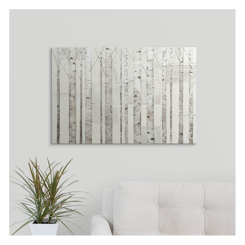 «Birch Trees on White», impression de Sanna, H 20 po x l 30 po x 1,5 po, Toile