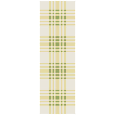 Tapis jaune chartreuse en laine tissé à plat à la main Happy Cottage