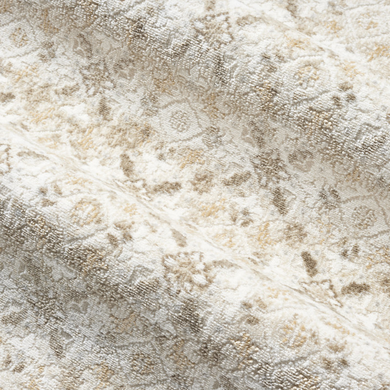 NICOLE MILLER NEW YORK Mirella Distressed Border Indoor Area Rug, Ivory/Beige, 5'2"x7'2"
