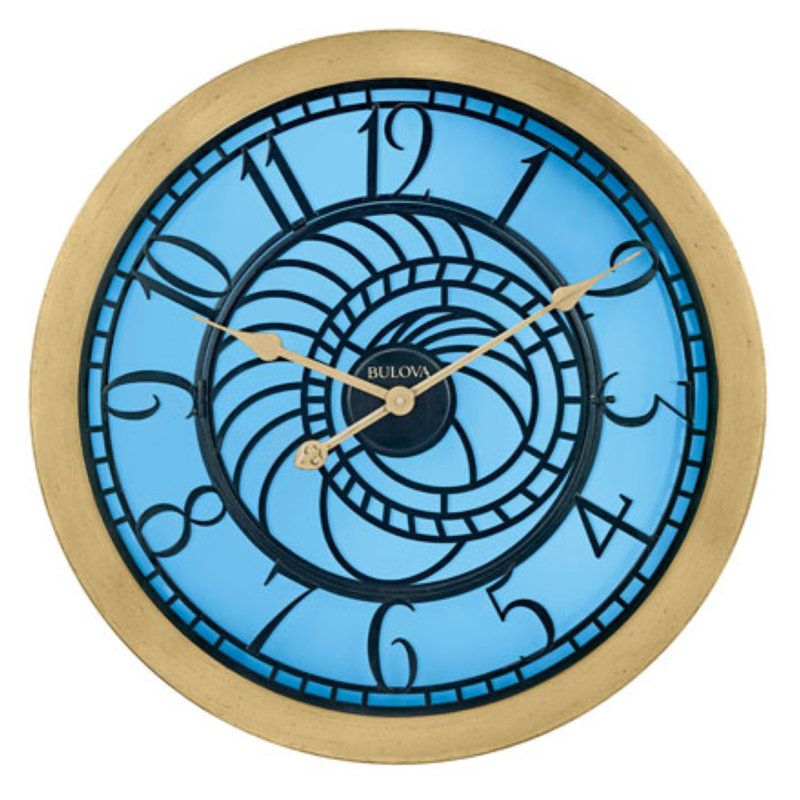 Mystical Light-Up Skeleton Dial Wall Clock with Blue Illuminated Background, 24", C3385