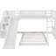 White Twin Over Bunk Bed With Secure Staircase And Fun Slide - Structure Functional Climbing Drawers Stable
