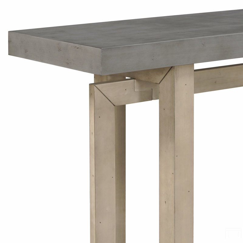 Table d'entrée avec placage de pin, console à conception rectangulaire unique avec pieds en bois de pin épais, table de canapé très longue