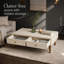 Table basse Mid-Century moderne rectangulaire avec plateau en faux marbre, tiroir cannelé et pieds en bois massif durables, table basse peu encombrante avec rangement dissimulé