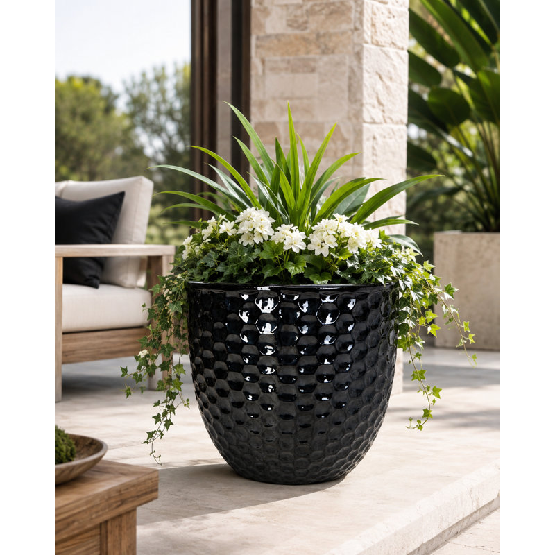 Pot de fleurs Athena de 58 cm (23 po) - Noir