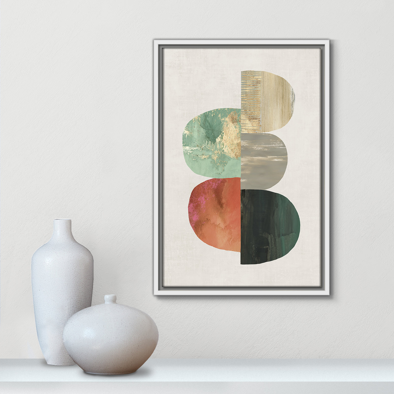 Evolving Energy I - Painting Print, Picture Framed Canvas, 19.5" H x 13.5" W, White