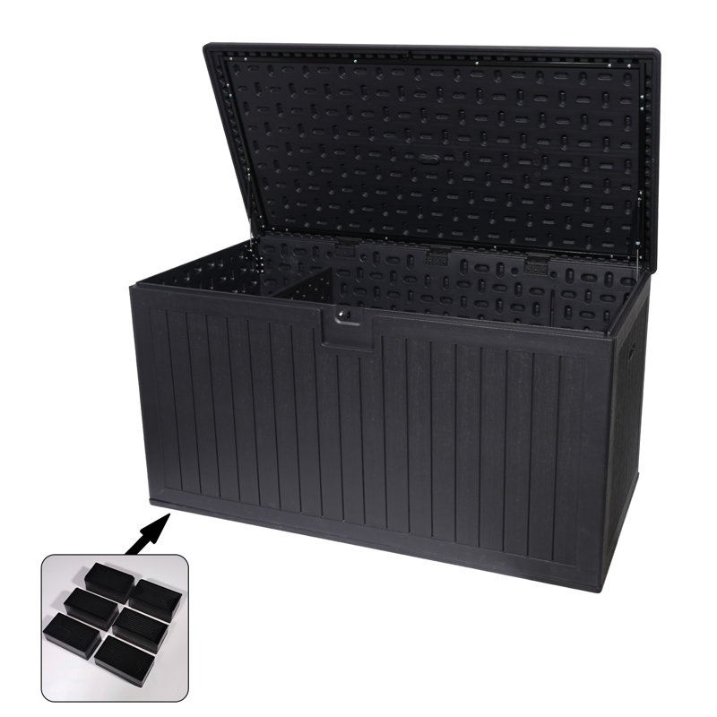 230 Gallon Resin Outdoor Deck Box Waterproof, 32.68" H x 63.39" W x 32.28" D, Black