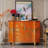 Orange Hand-Painted Accent and Buffet Cabinet