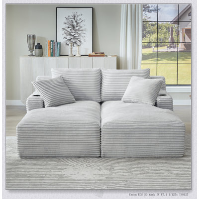 Méridienne double compressible avec porte-gobelets - aucun assemblage requis, causeuse moelleuse moderne pour une détente intérieure