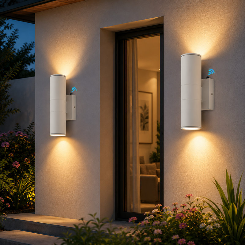 2-Pack 12"H LED Dusk to Dawn Sensor Outdoor Wall Light, IP65 Waterproof Wall Sconce with Aluminum, White , Set of 2