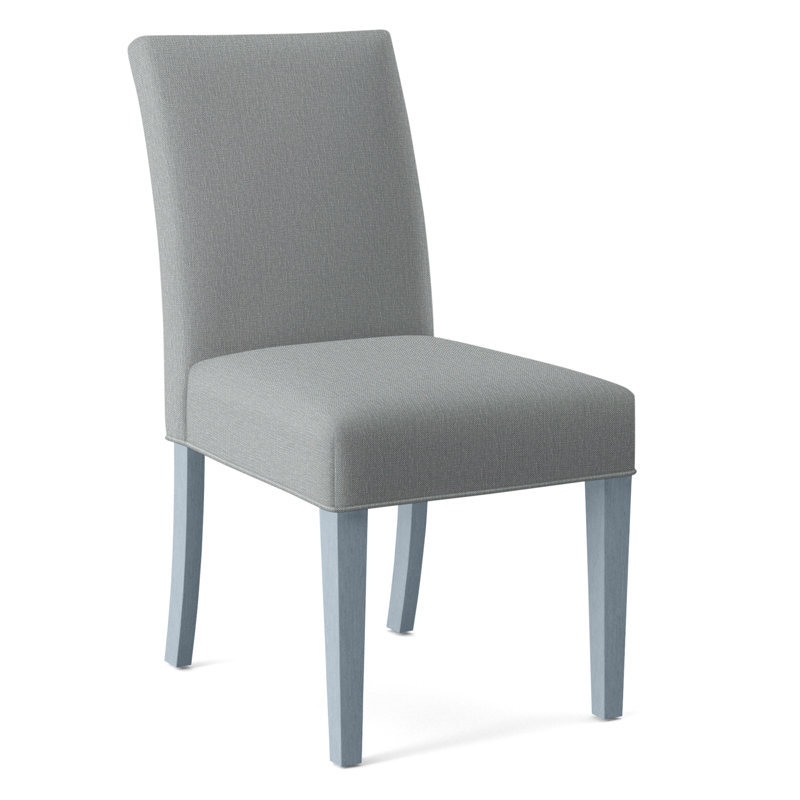 Chaise rembourrée Manhattan, Tissu performance bleu clair 0851-55, Tonneau vieilli