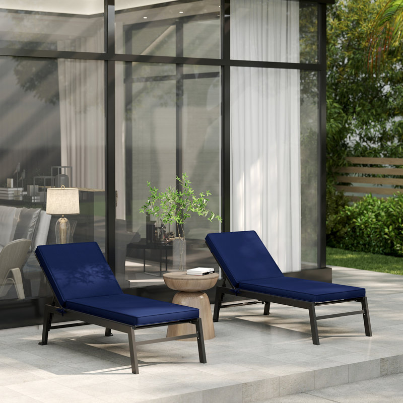 2 - Piece Outdoor Seat/Back Cushion, Blue