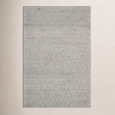 Russo Silver Hand-Woven Geometric Flatweave Rug