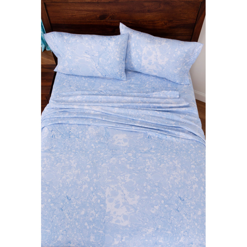 Queen Blue Ice Microfiber Sheet Set