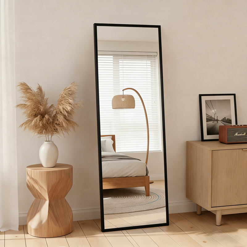 14 "x 47" au-dessus de la porte - miroir suspendu pleine longueur, miroir mural encadré en alliage d'aluminium, Noir