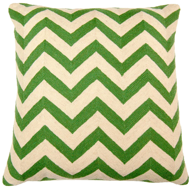 Housse de coussin en coton à chevrons, Vert