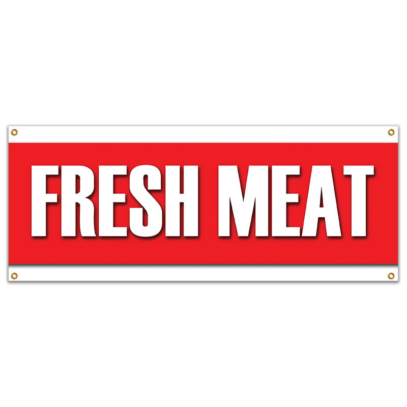 Signe de bannière de viande fraîche, H 18 po x l 48 po x P 0,1 po