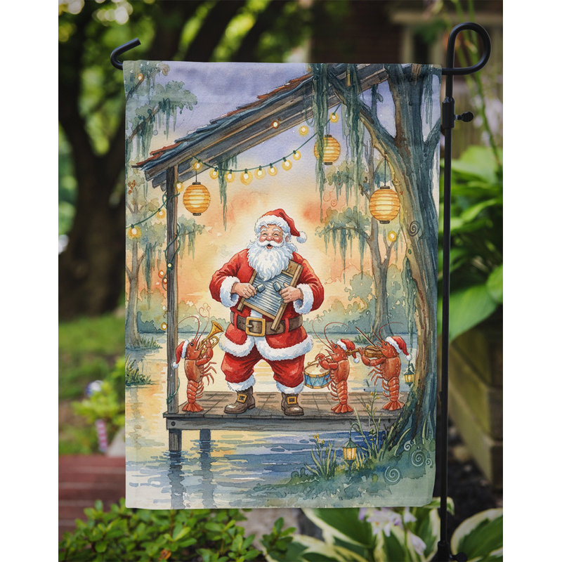 Drapeau du jardin de Noël Cajun Père Noël et la langouste, Taille du jardin, Père Noël Cajun et la bande de langoustes