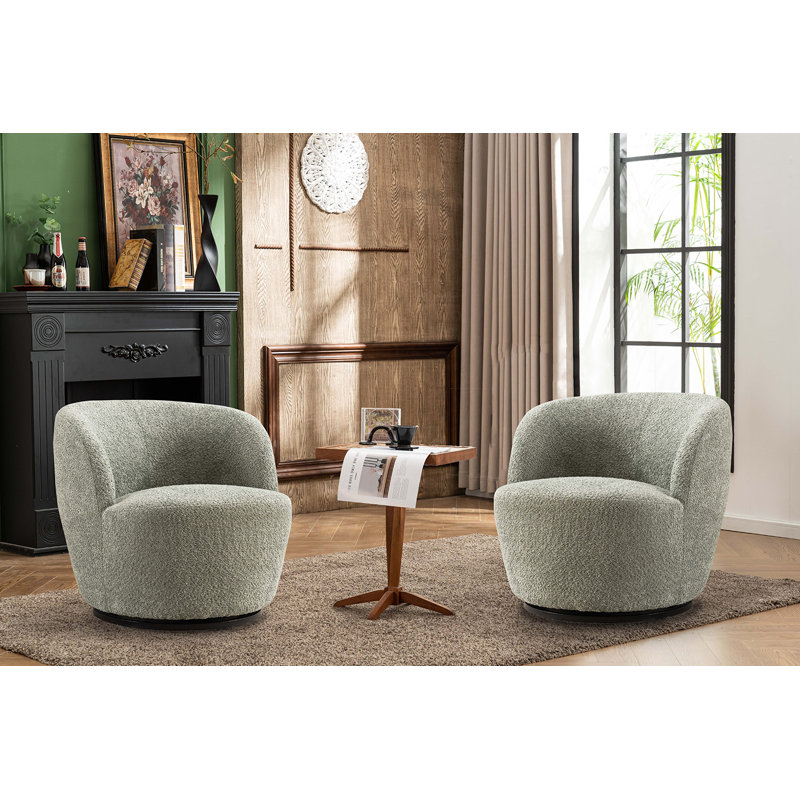 Fauteuil demi-tonneau pivotant Nen Boucle, Vert sauge