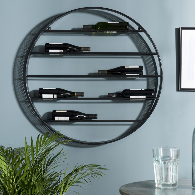 Cyprian Wall Mounted Wine Bottle Rack in Black