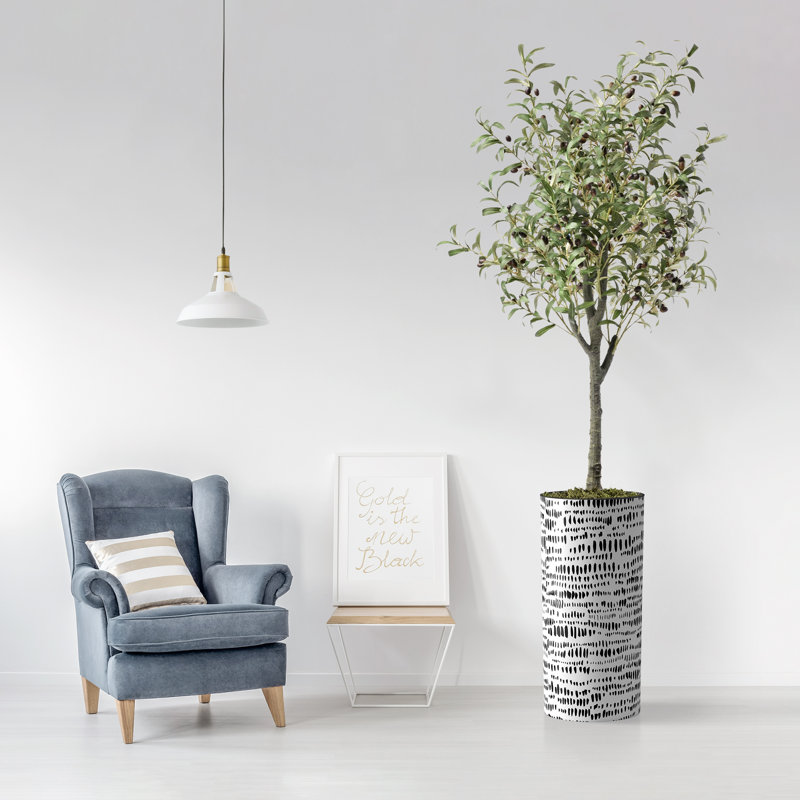 Arbre artificiel dans un pot de fleurs moderne, décoration d'arbre en soie d'olivier artificiel (pot et arbre)