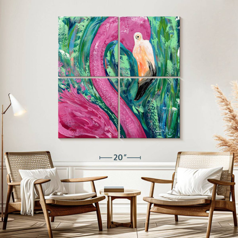Portrait de flamant rose Brampt, H 57 po x l 57 po