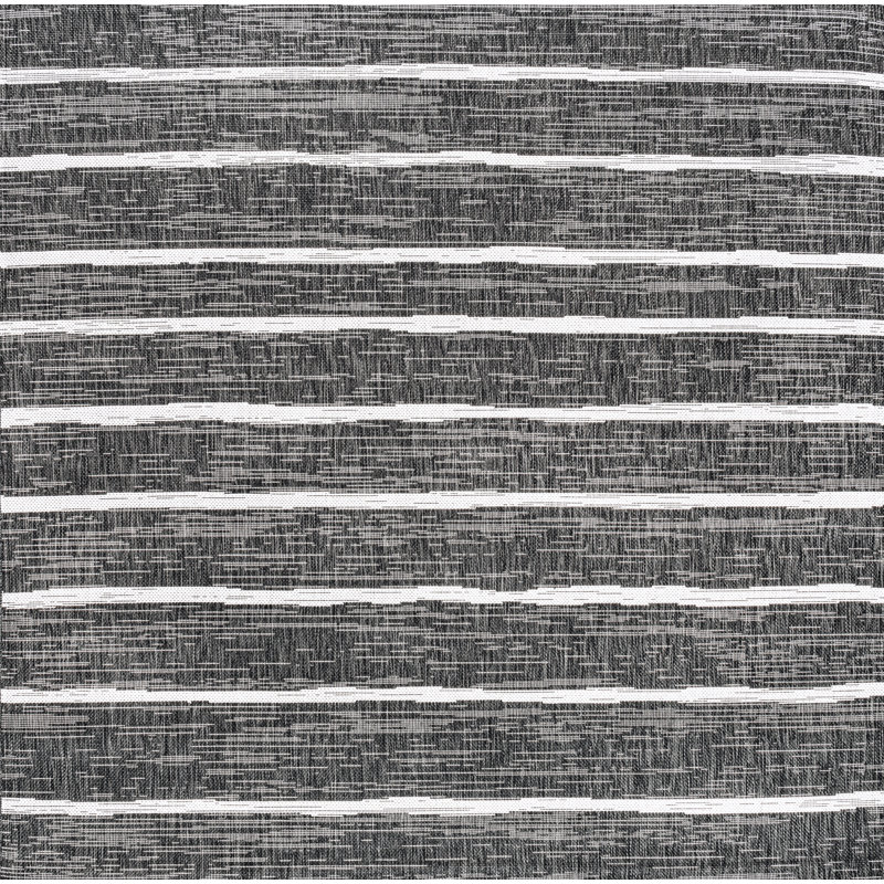 Siegert Berber Stripe Black/Ivory Indoor/Outdoor Rug, Square 9'