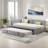 Upholstered L-shaped Daybed With Pop Up Trundle, Usb Ports And Square-block Pattern-131274559