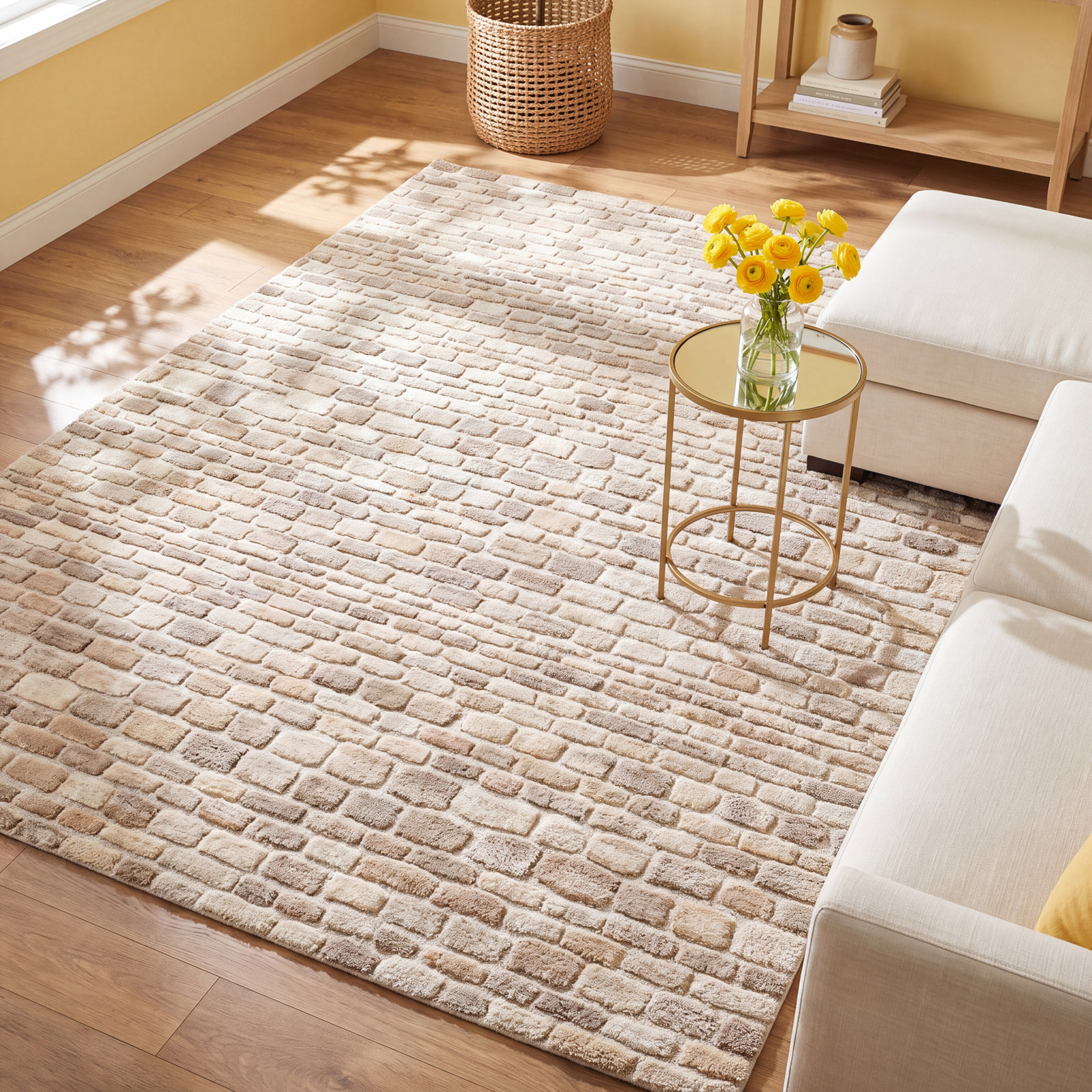 Mulbury Ivory Hand-Tufted Abstract Rug, Rectangle 4' x 6'